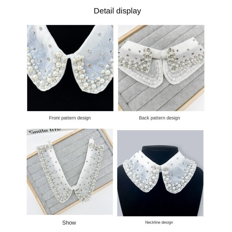 Organza Dingzhu Women's Lace Collar New Lace Up Shawl Fake Collar Cloak Fake False Collars Detachable Shirt