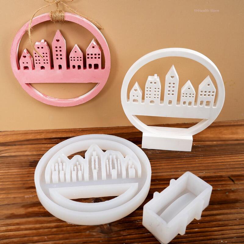 House Ornament Mould 3D Silicone Mold Casting Tools DIY Handmade Gypsum Drip Glue House Series Pendant Resin Molds Craft Gifts