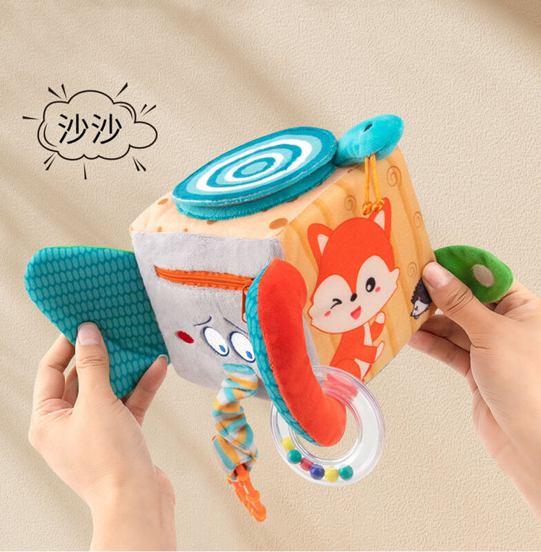 6-Sided Toy Cube Atividade para Berço e Carrinho, Pendurado Brinquedos para Bebês, Chocalhos de pelúcia macia, Mobile Mobiles, 0-12 meses Bebês