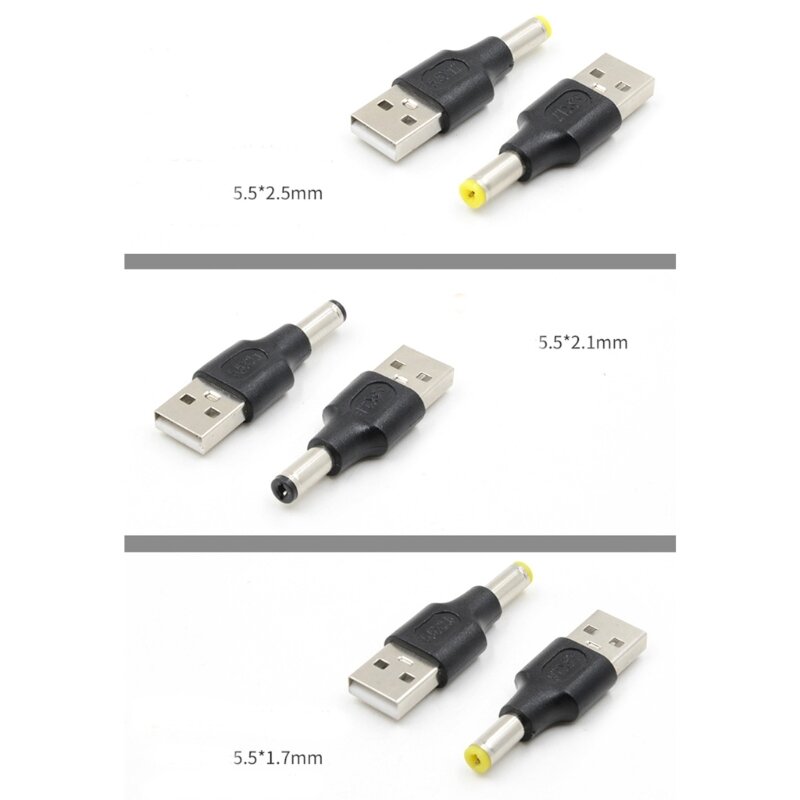 Bộ chuyển đổi USB 2.0 Bus USB sang 5.5x2.1 2.5x0.7 3.0x1.1 5.5x2.5 5.5x1.7 4.8x1.7 PC Sạc trực tiếp Bộ chuyển đổi USB sang