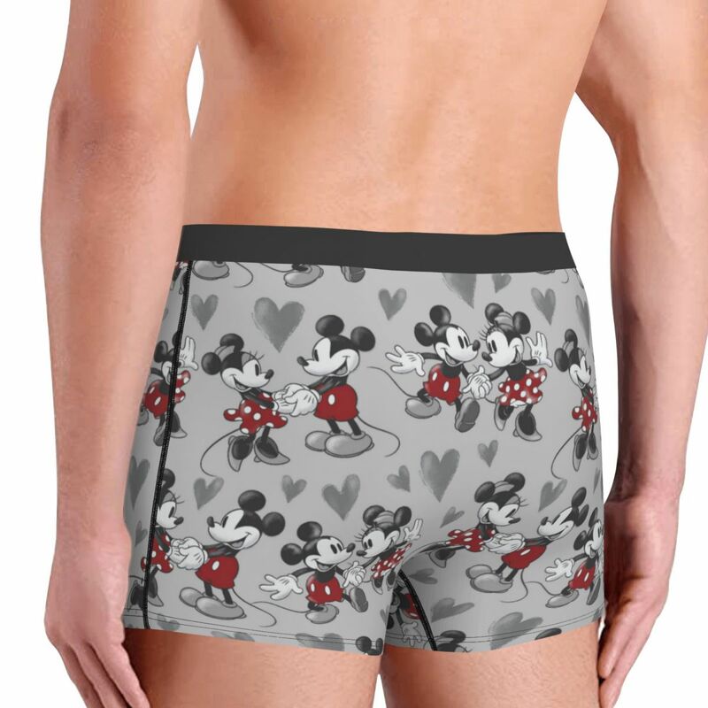 Engraçado Adorável Micky e Minnie Mouse Roupa Interior para Homem, Boxer Respirável, Cuecas, Shorts, Calcinhas, Cuecas