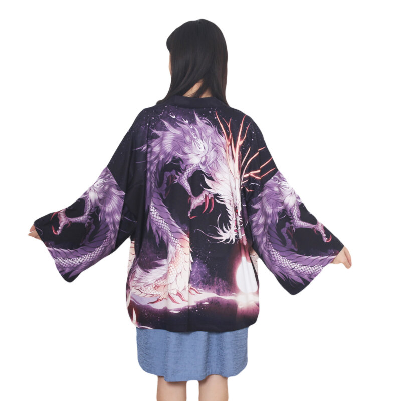 Kimono de Anime japonés con estampado de ciervo, ropa asiática única y llamativa, Haori, perfecto para Cosplay o vestirse