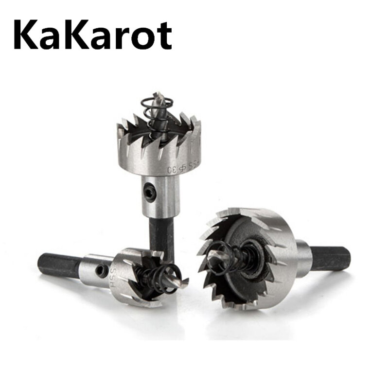 KaKarot-HSS Broca Hole Saw Set, Ponta de metal duro, aço inoxidável, liga de metal, alta velocidade, 12-80mm, frete grátis