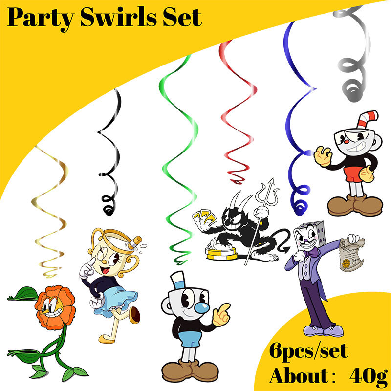Adventure Games Cuphead Birthday theme favor party supplies Party Set Paper Cup Plate Straw Gift Bag Banner Flag Baby Shower