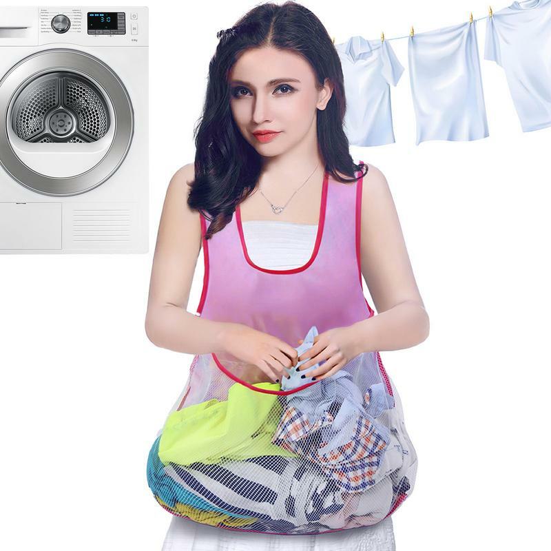 Clothes Drying Apron Waterproof Wide Shoulder Strap Sleeveless Laundry Apron Large Capacity Laundry Supplies Waterproof Dry Bib