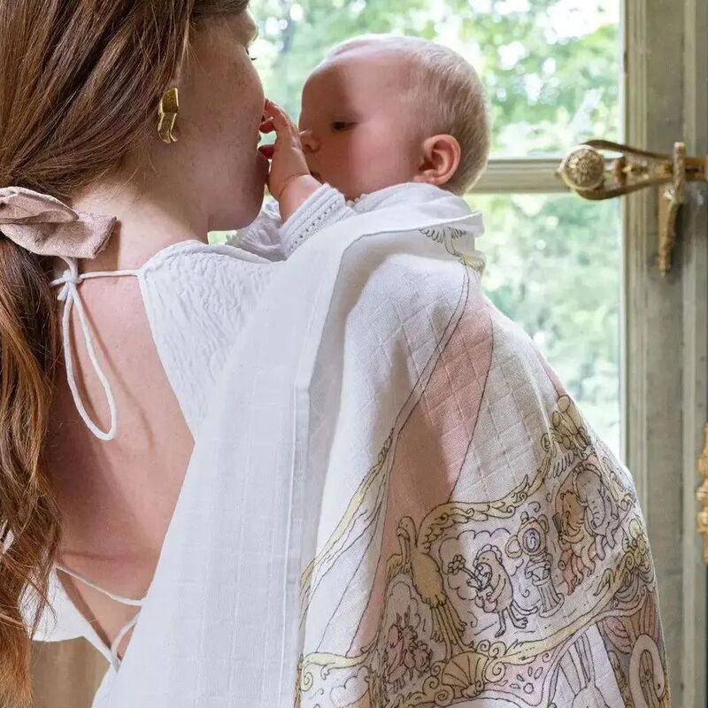 Edredón de muselina suave y acogedor para bebé, manta y Diadema personalizada con turbante, 100% algodón orgánico de primera calidad, juego de regalo