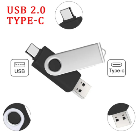 Type-C Micro Two-in-One USB Flash Drive, OTG Pendrive, USB 2.0, Pen Drive, 32GB, 64GB, 128GB, 256GB, 512GB, 1 تيرا بايت, 2 تيرا بايت