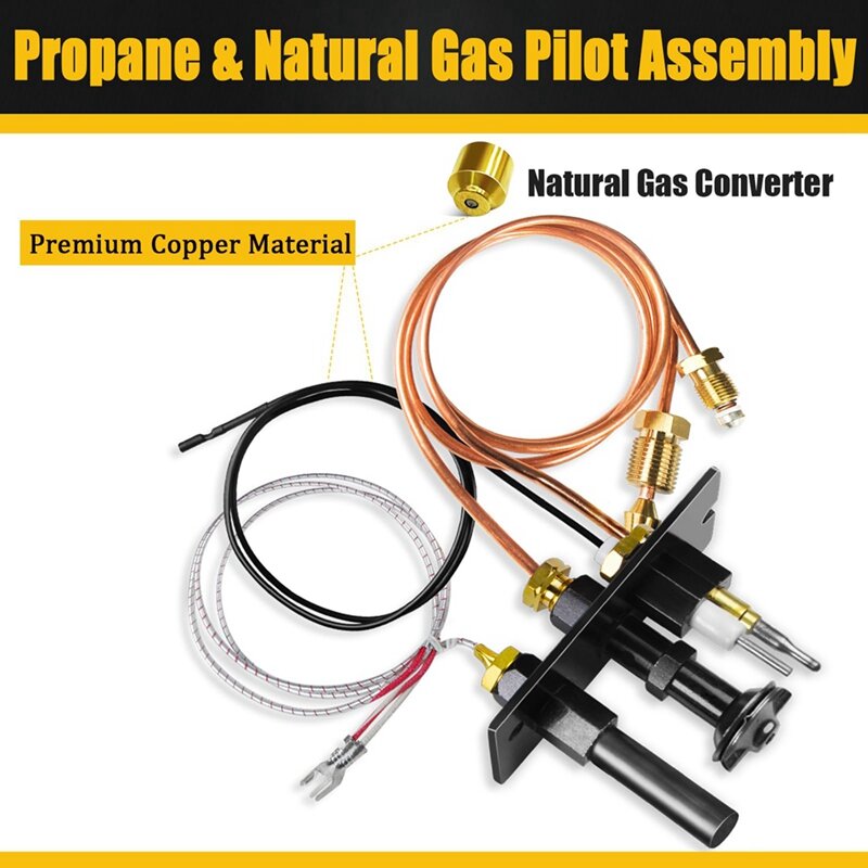 10002264 Propane And Natural Gas Pilot Assembly, 10002265 LP & NG 3 Way Pilot Replacement Parts For Majestic, Temco, Fireplace