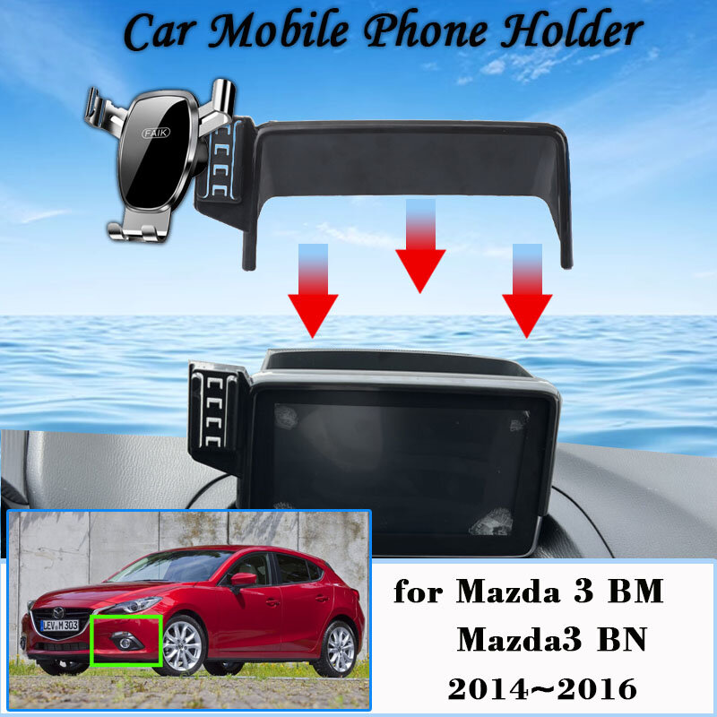 Держатель мобильного телефона для Mazda 3 Mazda3 BM BN 2014 2015 2016 GPS Air Vent Clip Cell Stand Support Gravity Автомобильное крепление Аксессуары