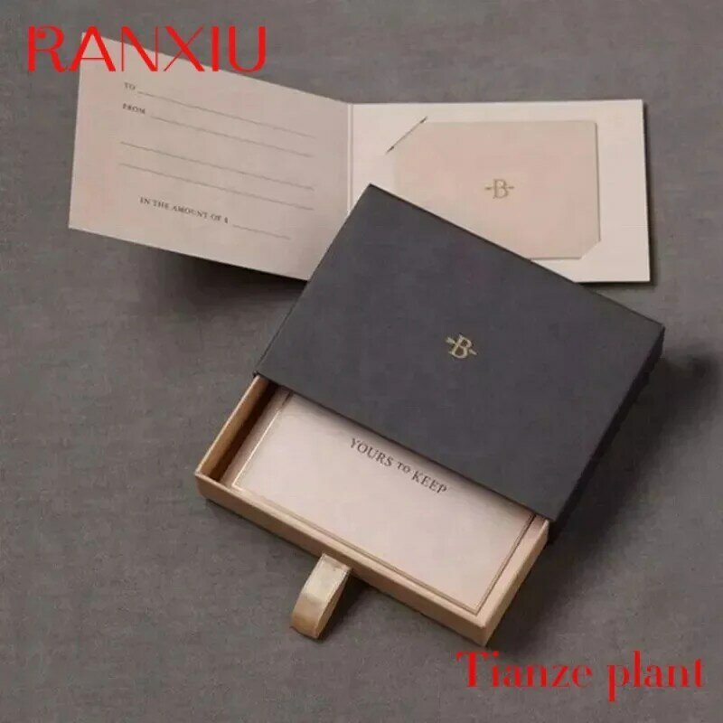 Niestandardowa mały papier kartonowa szuflada z pierścieniem opakowanie biżuterii pudełko upominkowe i torba z z nadrukowanym Logo