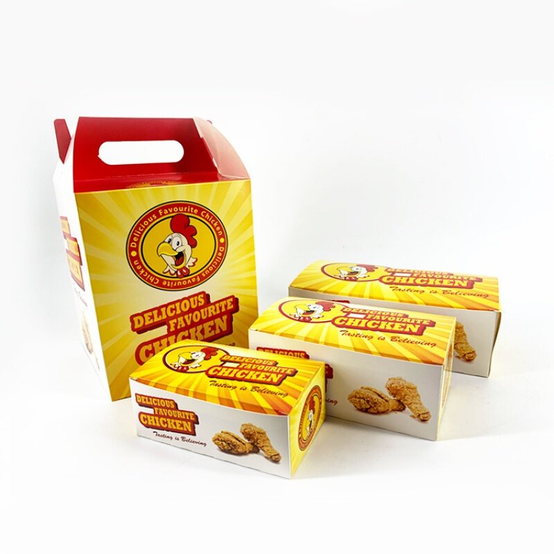 Kunden spezifisches Produkt angepasst nehmen Lebensmittel qualität koreanisches Papier Hot Dog, um Französisch gebratenes Huhn Karton Burger Box Druck Fas zu gehen