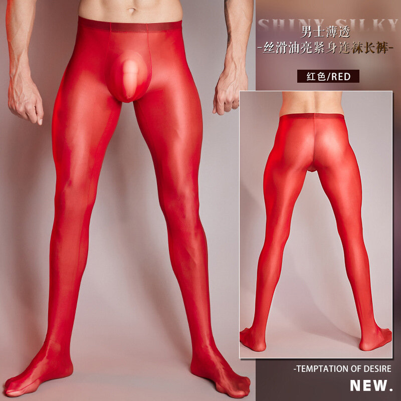 Ultracienkie, przezroczyste, bezszwowe męskie rajstopy legginsy męskie seksowne niskiej talii przezroczyste elastyczne pończochy spodnie do spania