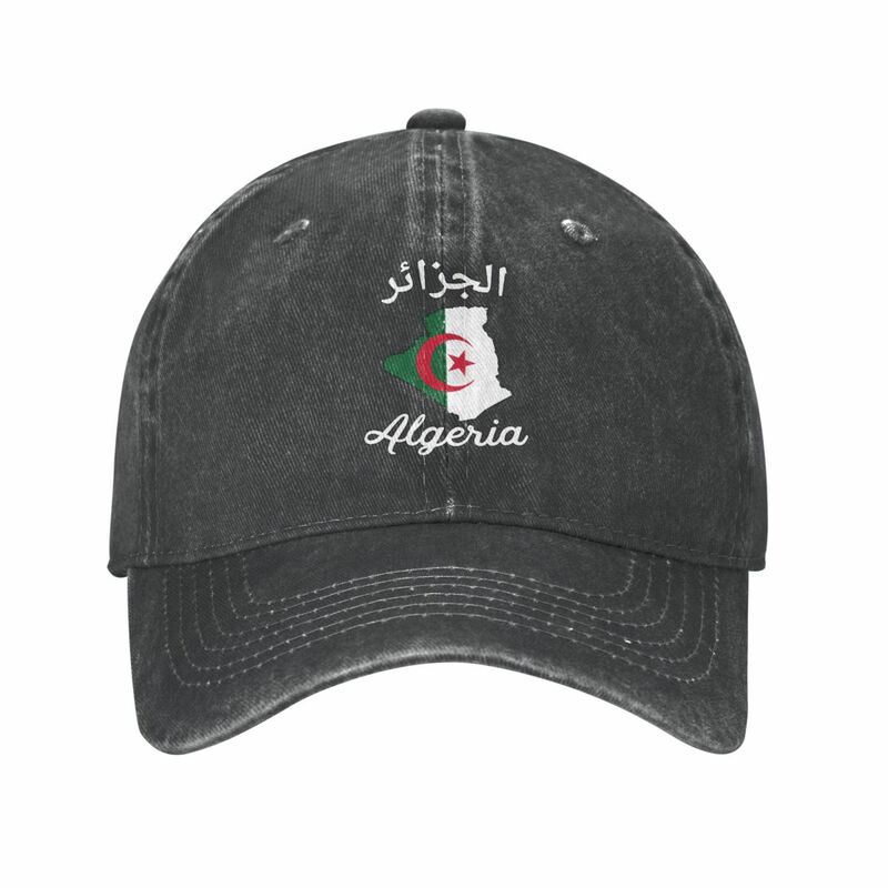 Topi bisbol peta bendera Aljazair topi Snapback Denim antik Distressed topi aktivitas model uniseks topi pas dapat disesuaikan