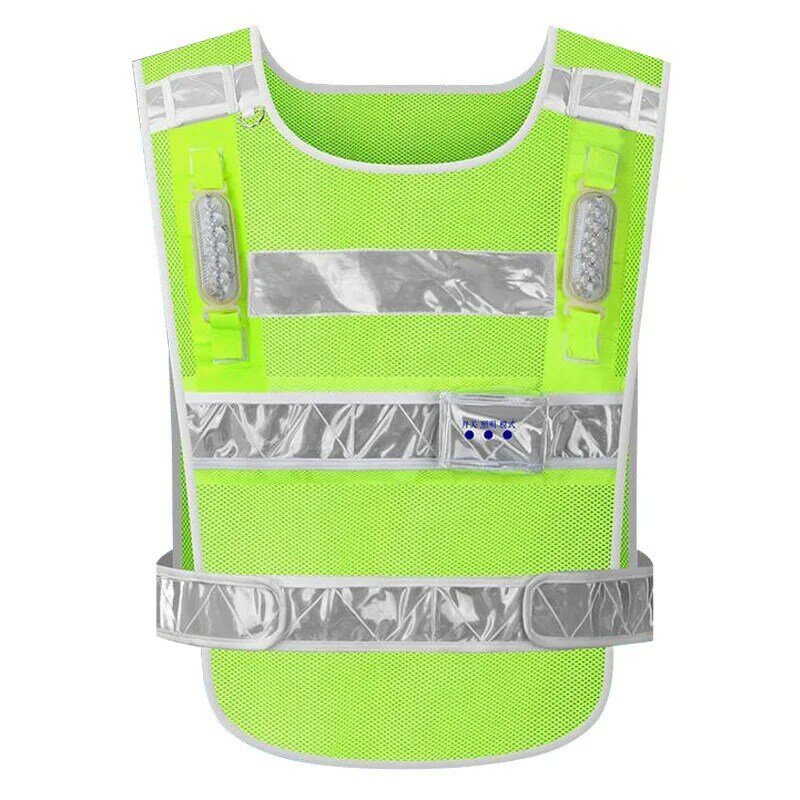 Led Flash Red And Blue Light Reflective Vest High-Speed Command Road Administration Traffic Patrol Rescue Charge