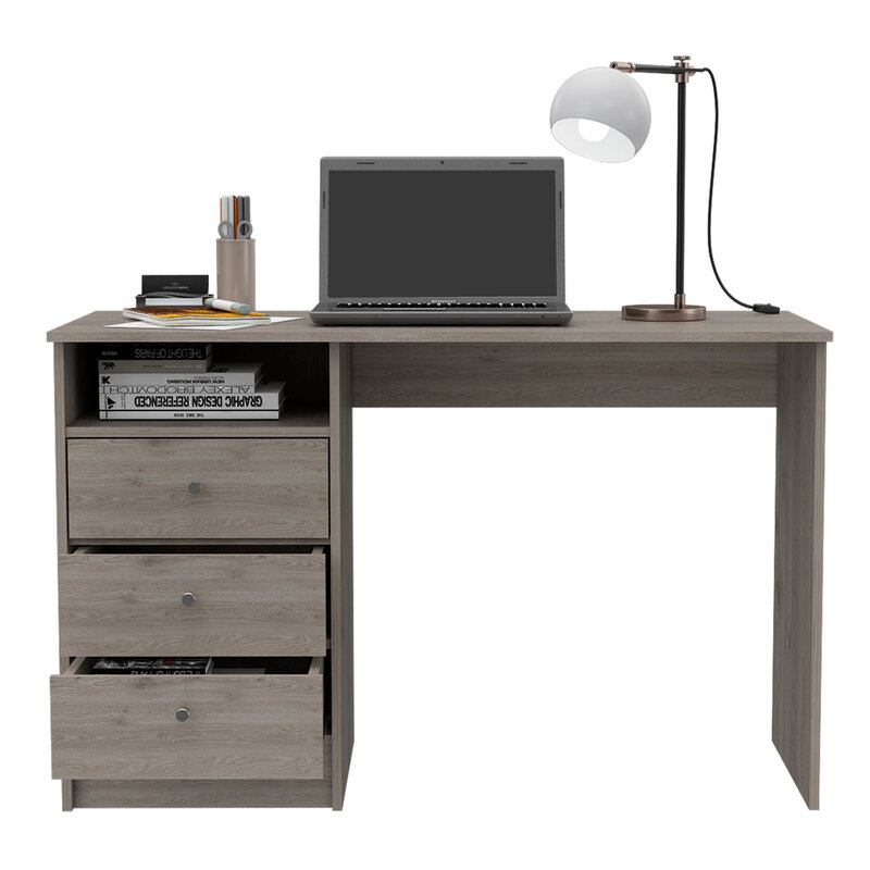 Hellgrauer Vorsehung schreibtisch mit 3 Schubladen, geräumigem, offenem Fach und elegantem Design für den Schreibtisch zu Hause oder im Büro