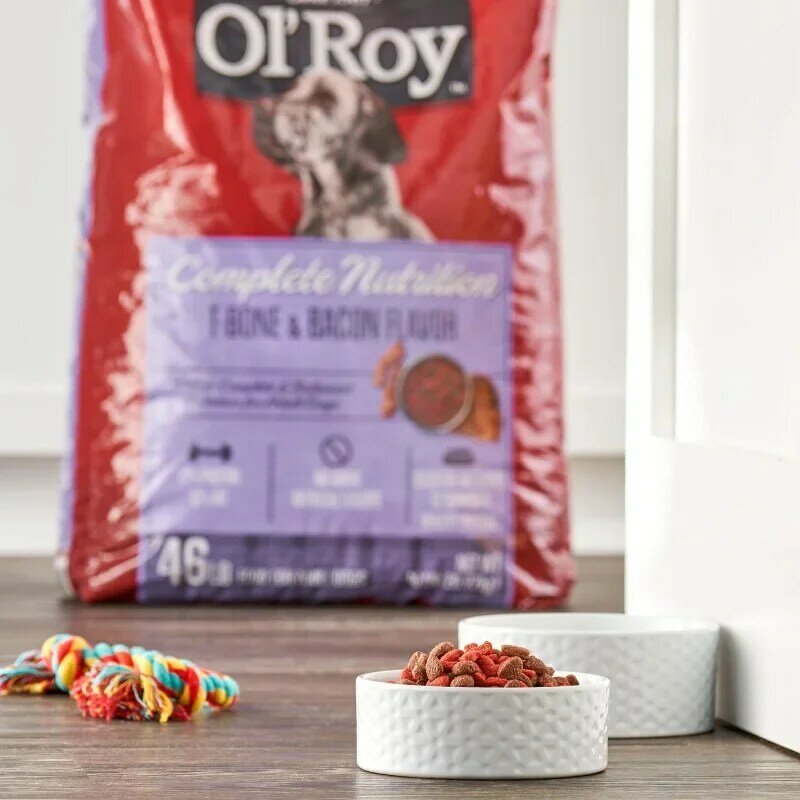 Ol' Roy nutrisi lengkap t-bone & rasa Bacon makanan anjing kering, 46 lbs