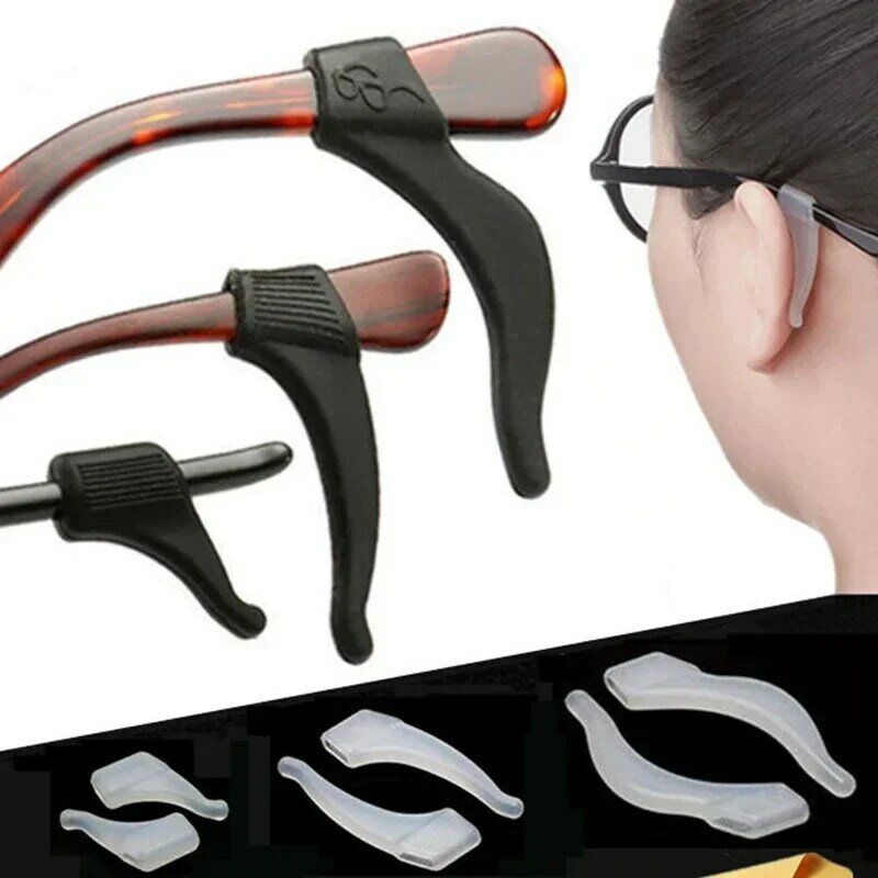 Kacamata silikon lembut, kait telinga Anti selip, pegangan kaki Anti jatuh, pengencang braket lengan telinga, aksesori kacamata transparan