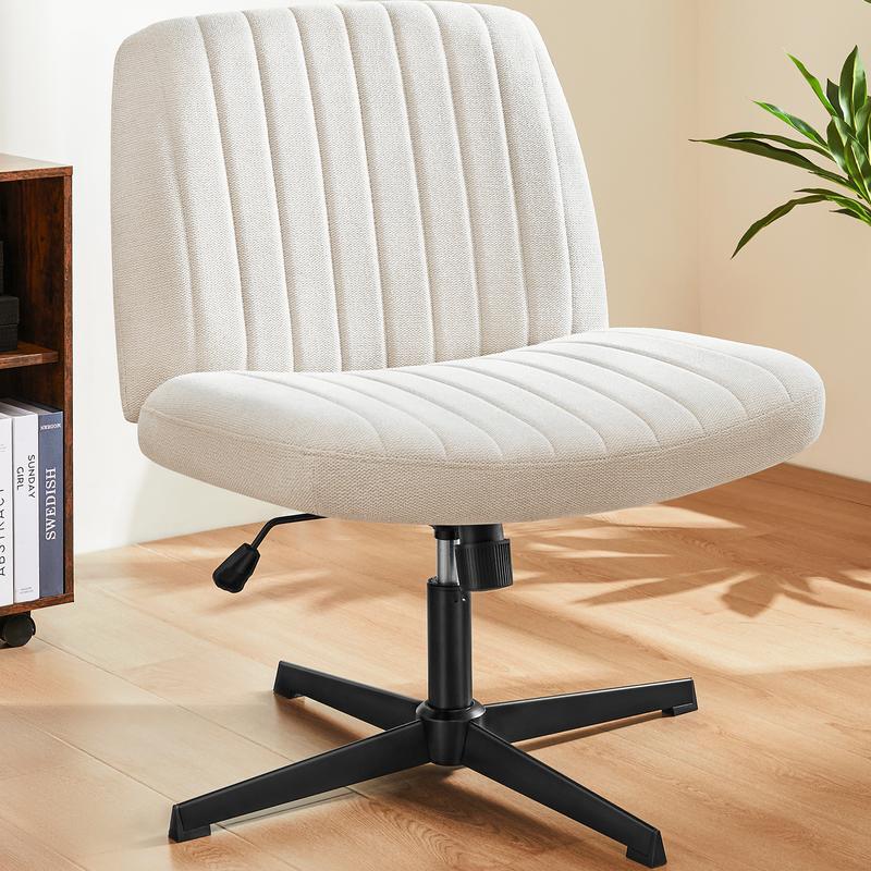 Elegante cadeira de mesa sem braços com design Cross Leg, Wide Swivel para Home Office, Criss Cross, confortável