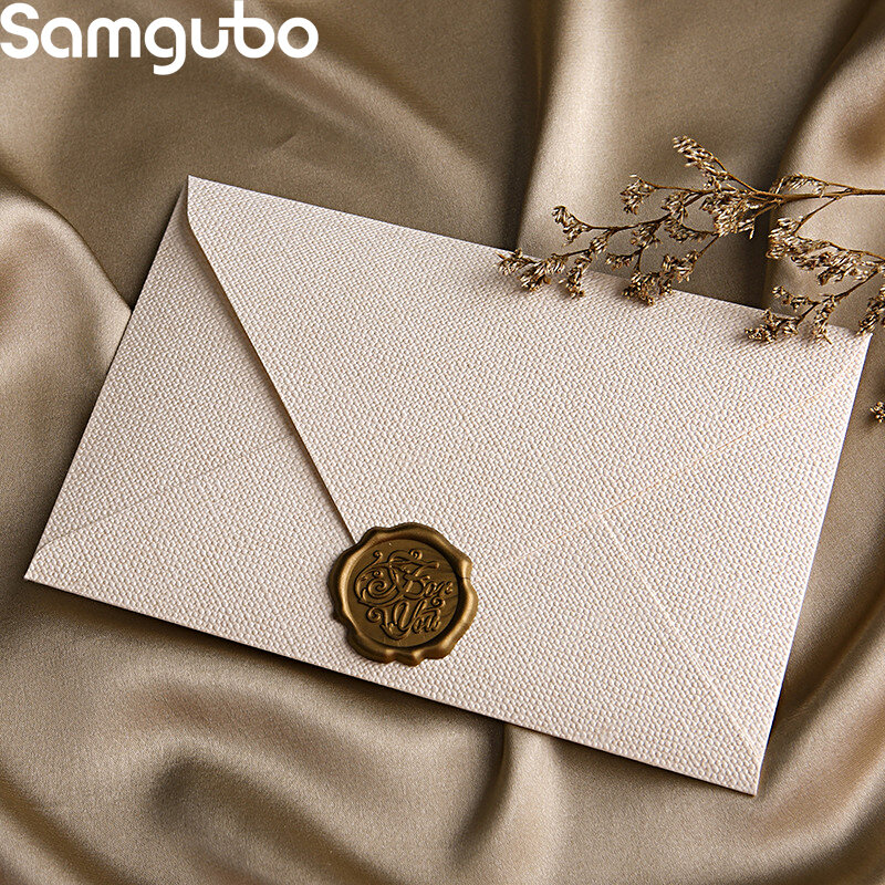 결혼식 초대장을 위한 편지 봉투 대마 직조 우편물용, 10 개/묶음