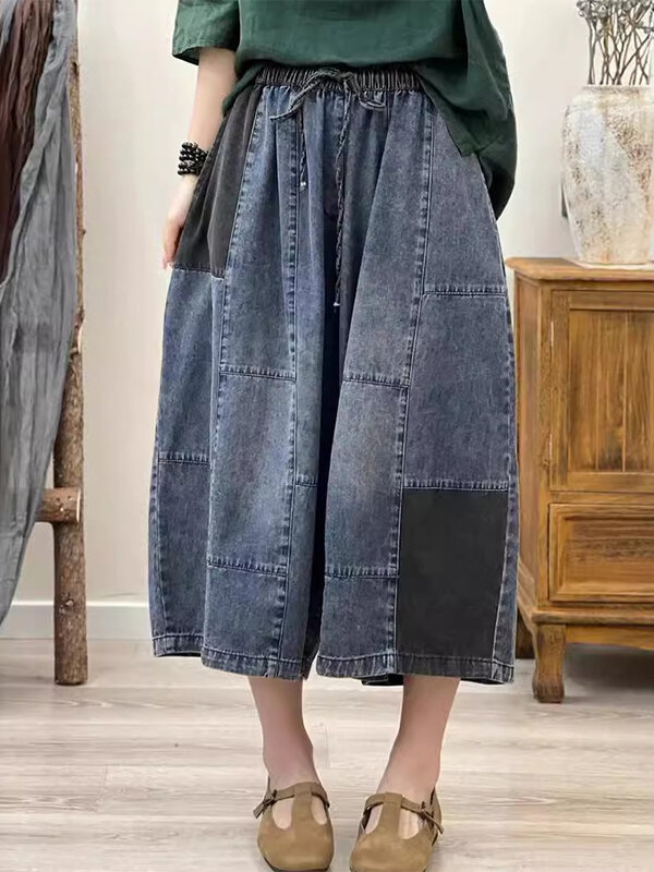 Max Lulu Design Zomer Patchwork Denim Broek Vrouwen 2024 Vintage Casual Losse Jeans Dames Koreaanse Klassieke Harajuku Harembroek