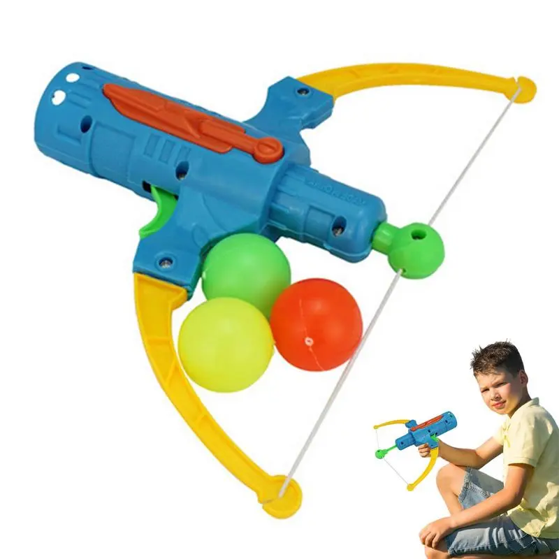 Pistolas de tenis de mesa para deportes al aire libre, juego de tirachinas de pelota de plástico, Color aleatorio de tiro de juguete, arco estilo flecha, regalo para niños