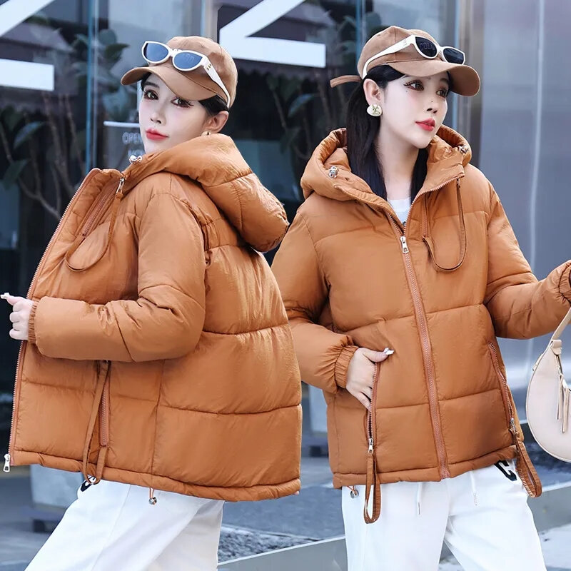 2023 giacca invernale da donna con cappuccio parka corto Overcpat cappotto freddo imbottito in cotone spesso piumino Casual moda