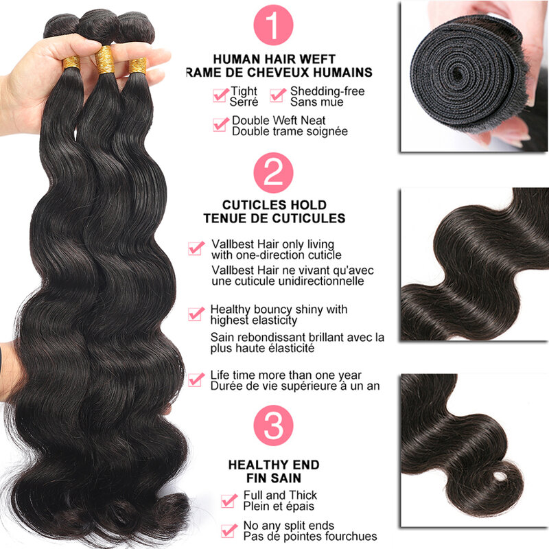 Mechones de pelo ondulado brasileño para mujeres negras, cabello 100% humano virgen, Color Natural, 12A, 1/2/3/4 piezas, precio al por mayor