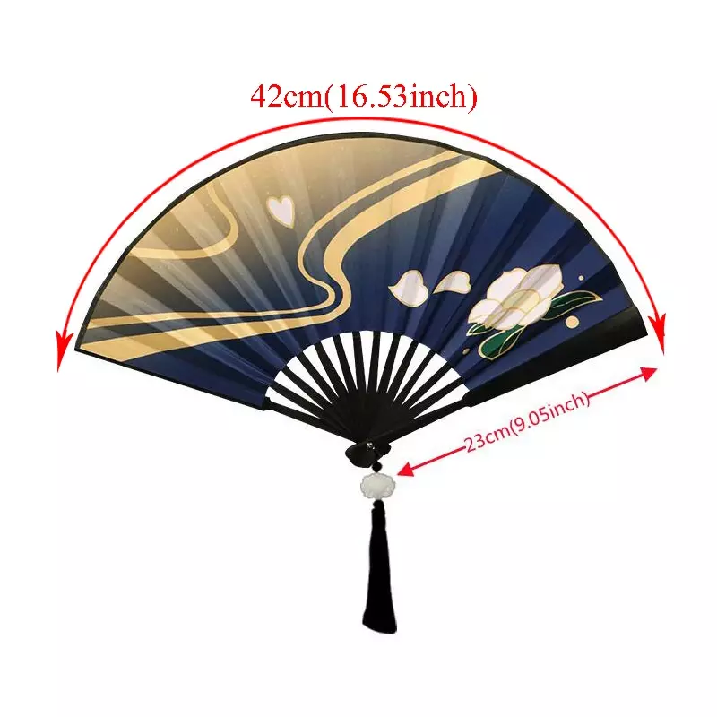 Genshin Impact Kamisato Ayaka Cosplay Fan Cloth Folding Fan Summer Durable Portable Hand Fan Cosplay Prop Gift