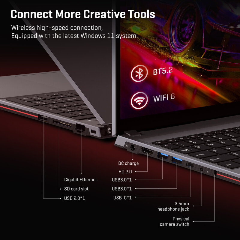 CHUWI-ordenador portátil CoreBook XPro para videojuegos, Notebook con Intel i5-1235U, 10 núcleos, pantalla FHD de 15,6 pulgadas, 16GB de RAM, 512GB SSD