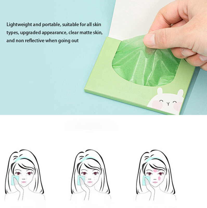 100pcs Refreshing Oil Absorbent Paper Face Wipes Matcha Anti-Grease Paper Oil Absorbing Sheets Cosmetics Makeup