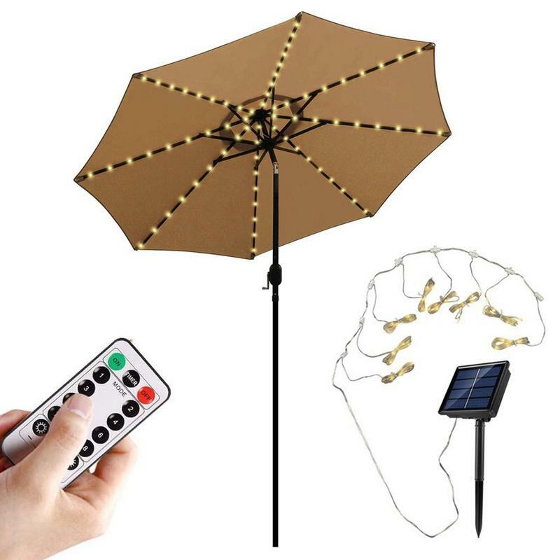 태양광 LED 조명 파티오 우산, 방수 태양 우산, 8 가지 조명 모드, 실내 및 실외 장식 우산, 훌륭한