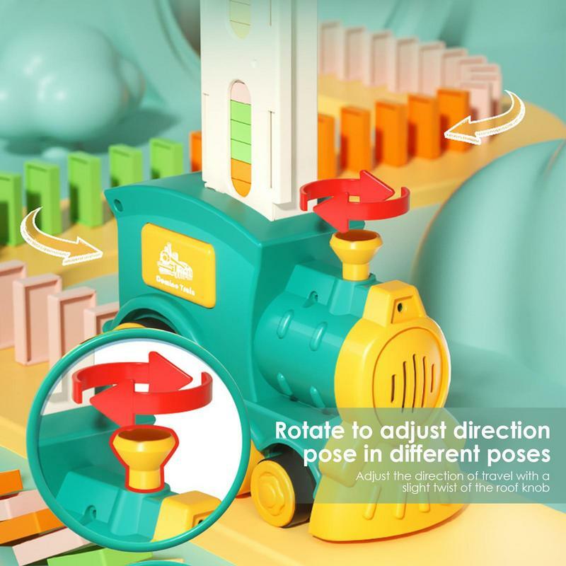자동 배치 도미노 기차 전기 자동차 브릭 블록 키트, 창의적인 게임 지능 교육 DIY 장난감, 어린이 생일 선물