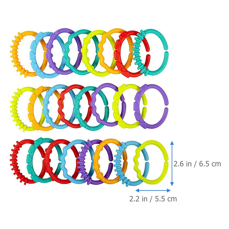 24 Pcs giocattoli anello per culla anelli per afferrare collegamenti per bambini passeggino in plastica appeso