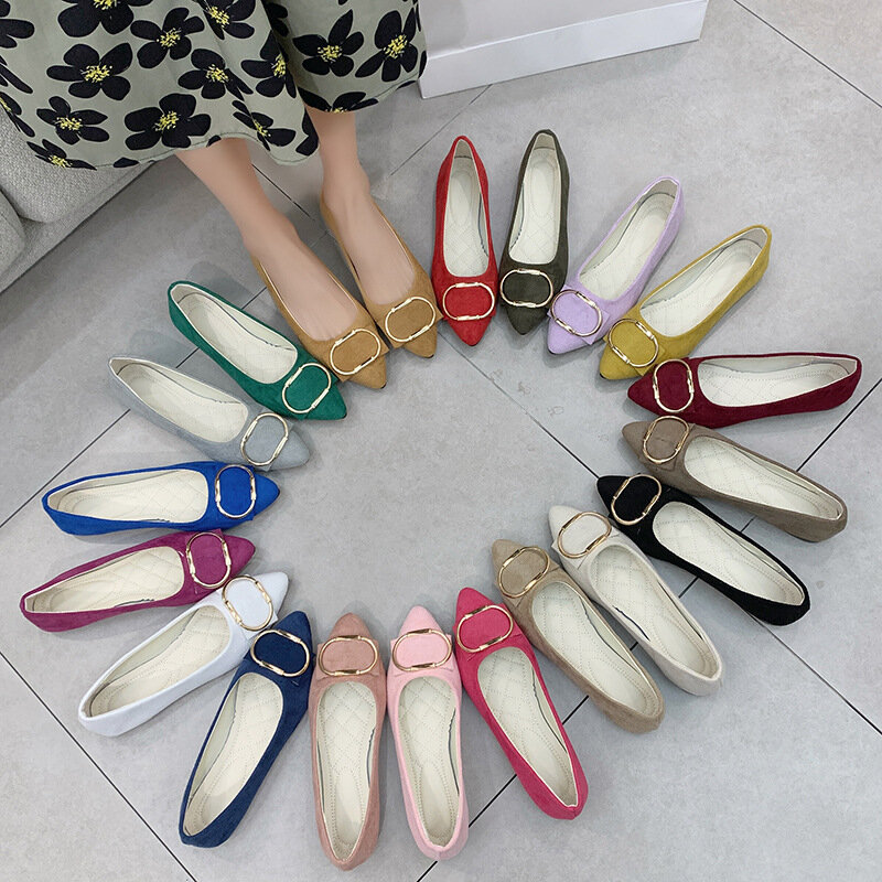 2024 Spring Autumn Women's New Pointed Flat Shoes Multi color Casual Single Shoes Comfortable Non slip Mom's Shoes Size 35-43