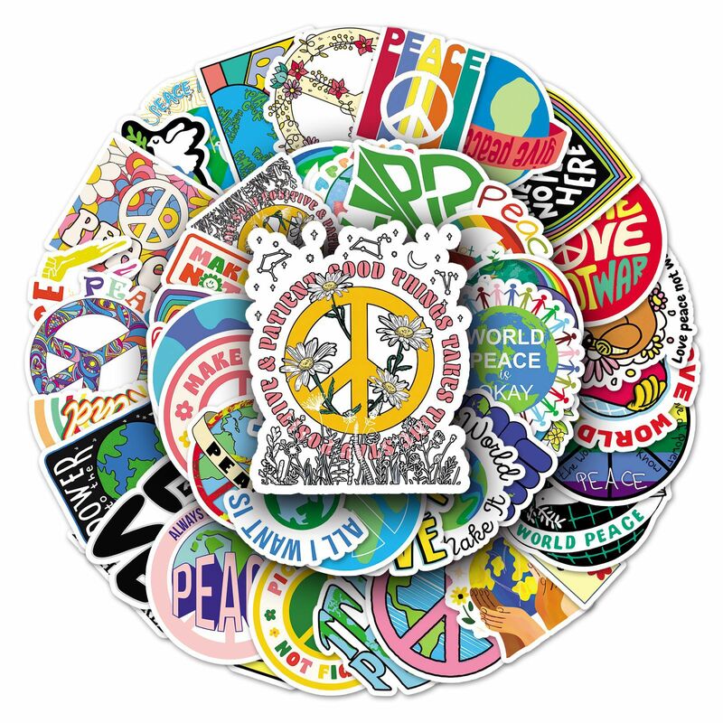Pegatinas de grafiti de la serie de la paz mundial, 50 piezas, adecuadas para cascos de ordenador portátil, decoración de escritorio, pegatinas DIY, juguetes al por mayor