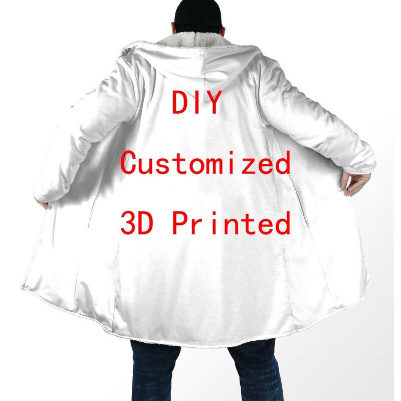Dropship Atasan Tautan VIP Swakarya Mode Cetakan 3D Musim Dingin Pria/Wanita Baju Bertudung Bulu Jaket Angin Uniseks Kasual Mantel Hangat