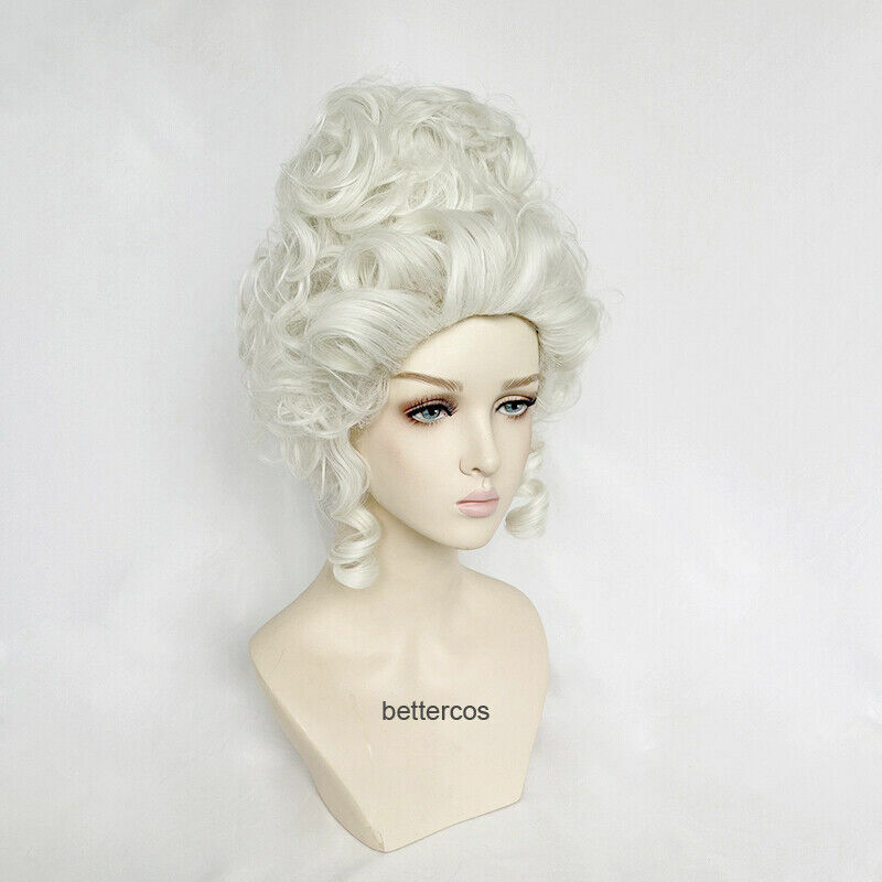 Peluca de Cosplay de María Antonieta, cabello medio rizado, resistente al calor, princesa