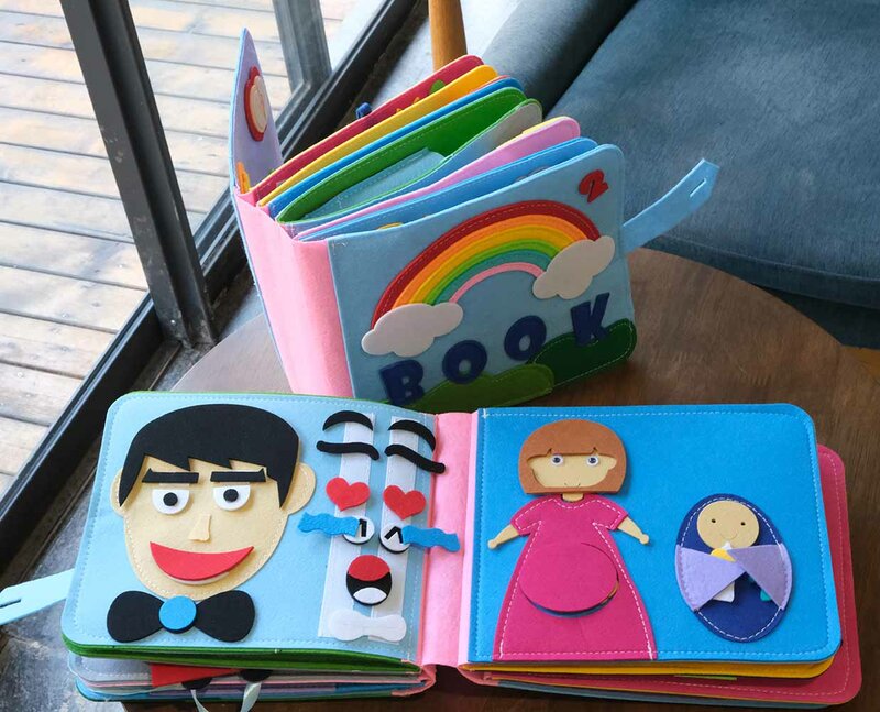 Libri in feltro di stoffa per bambini abilità di vita di base per bambini educazione per l'apprendimento precoce giocattoli Montessori per attività cognitiva di formazione del ragazzo della ragazza