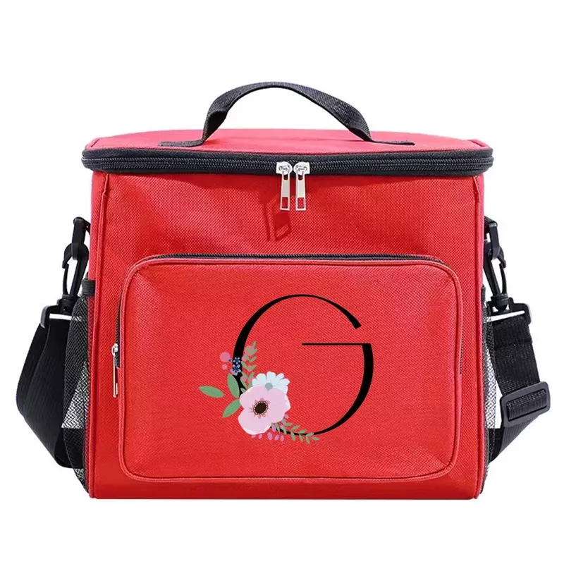 Lunch Bags LunchBox Insulated Thermal Handbag Waterproof Organizer Case Cooler Food Storage Boxes New Flower and Black Print