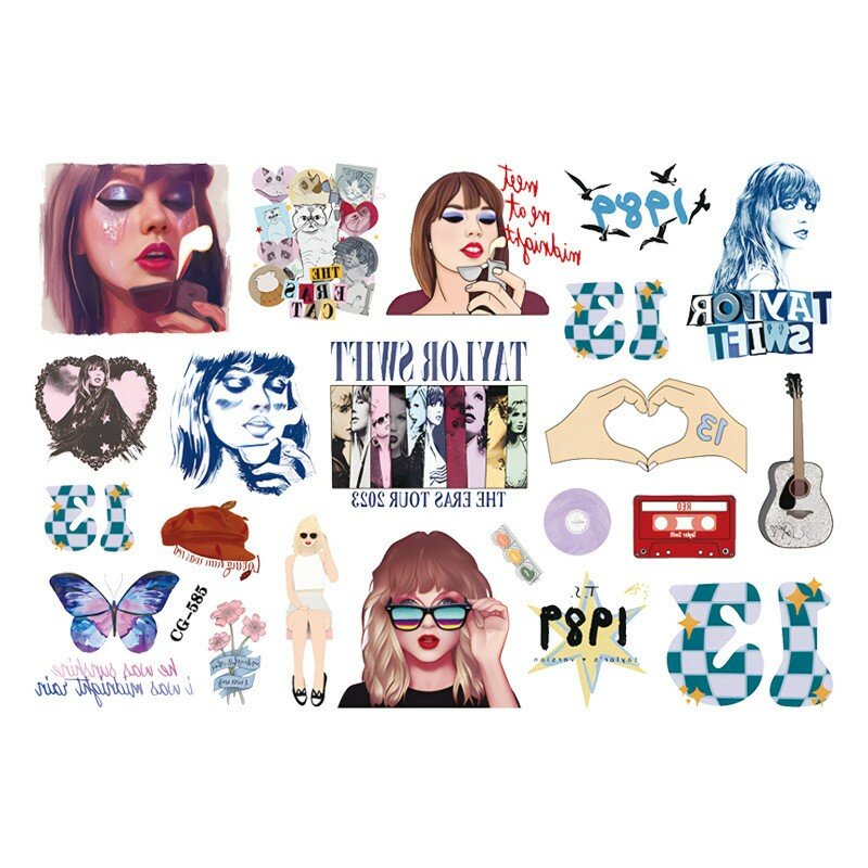 Taylor Swift-Tatouage Autocollant Temporaire, Longue Durée, pour Enfants et Adultes, Cadeau de ix, DIY, Nouvelle Collection 2024