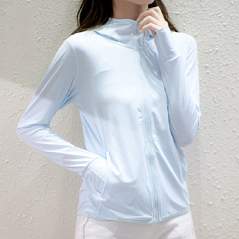 เสื้อโค้ท UPF50 + ครีมกันแดดสำหรับผู้ชายผู้หญิง, เสื้อแจ็คเก็ตกันลมผ้าไอซ์ซิลค์เย็นเหมาะสำหรับใส่ไปเที่ยวช่วงฤดูร้อน