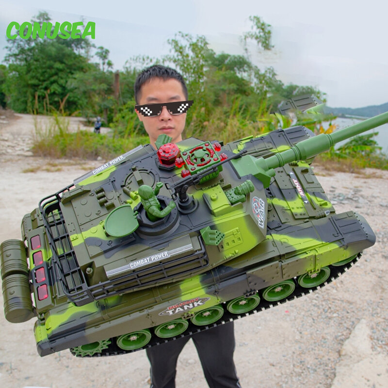 Tanques de batalla de tanque súper RC para niños, juguetes de lanzamiento, vehículo de control remoto rastreado a campo traviesa, cargador, 1/30