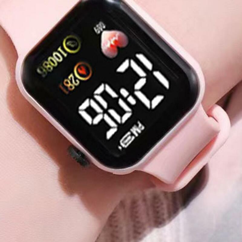 Jam Tangan Elektronik Anak Jam Tangan Olahraga Pintar LED Digital Jam Tangan Anak Dial Persegi Bercahaya untuk Hadiah Ulang Tahun Anak Reloj