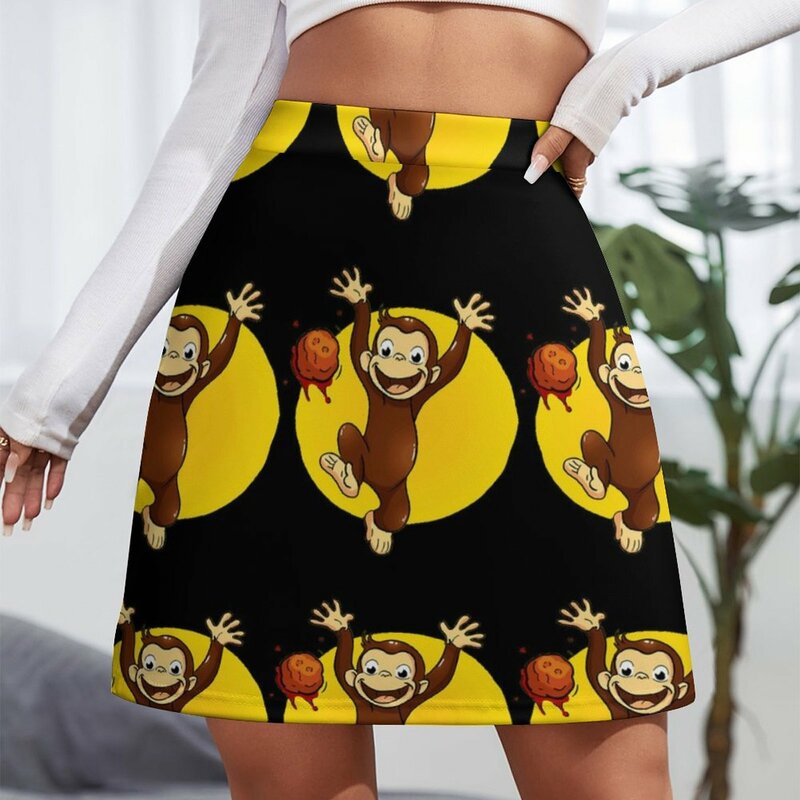 女性のためのミニスカート、georgeと猿のデザインのスカート