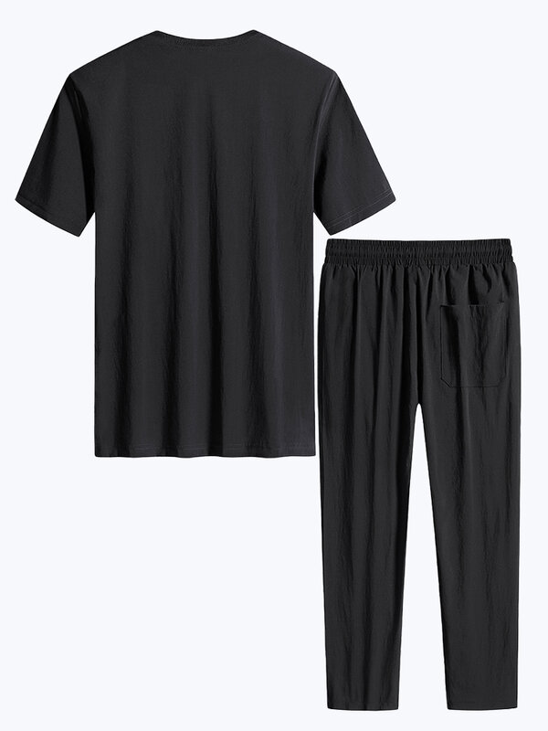 Summer Men's Tracksuits Plus Size T-shirts+Pants 2 Piece Clothing Sets Men Sportswear Straight Casual Jogger Sweat Suits 8XL
