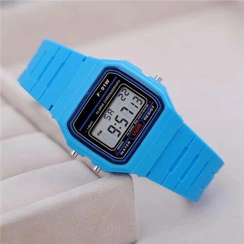 Силиконовые водонепроницаемые часы с будильником, многофункциональные уличные спортивные электронные часы F91, модные трендовые Индивидуальные детские часы