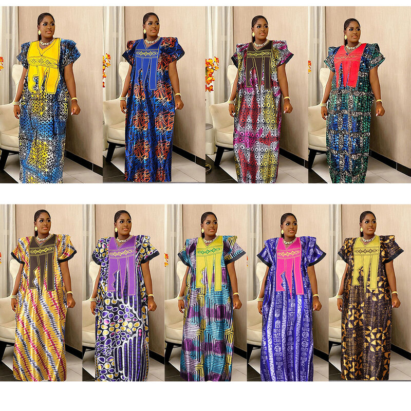 African Dresses for Women Summer Fashion Women Brown Plus Size Luxury  Maxi Dress Party Evening Dresses 2024