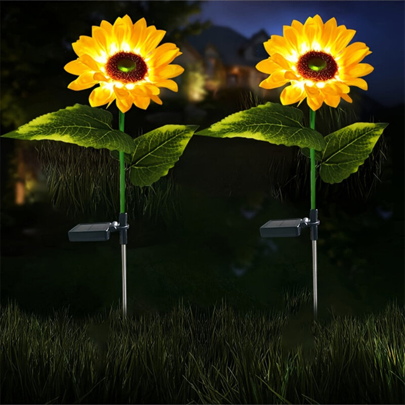 1/3 헤드 LED 태양광 시뮬레이션 해바라기 조명, 정원 마당 잔디 야간 조명, 조경 램프, 홈 장식 꽃 조명