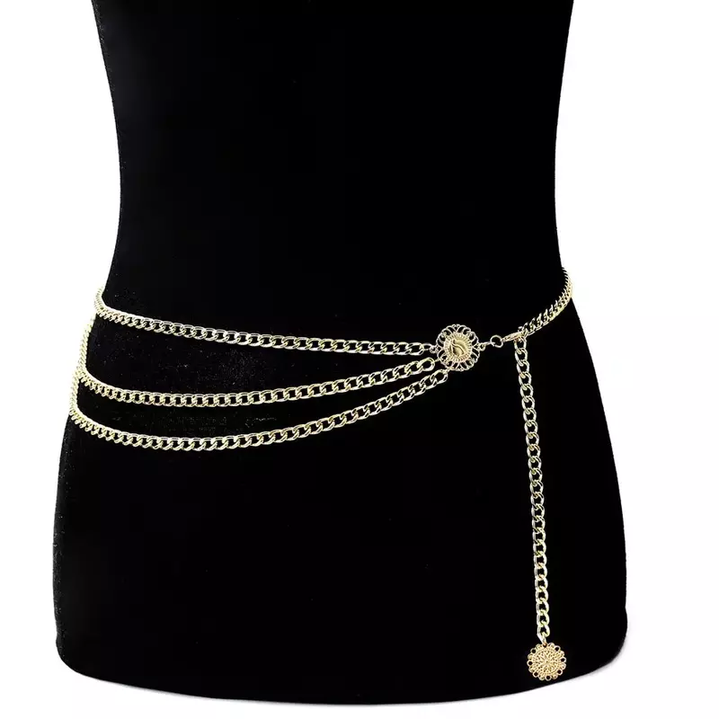 Retro Chain Belts for Women Fashion Waistbands All-match Multilayer Long Tassel for Party Jewelry Dress Waist Chain Pendant Belt