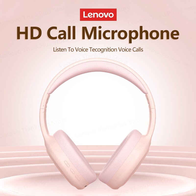 Lenovo TH30 earphone Bluetooth 5.3, Headphone nirkabel dapat dilipat untuk Gaming olahraga dengan mikrofon musik 250mAh
